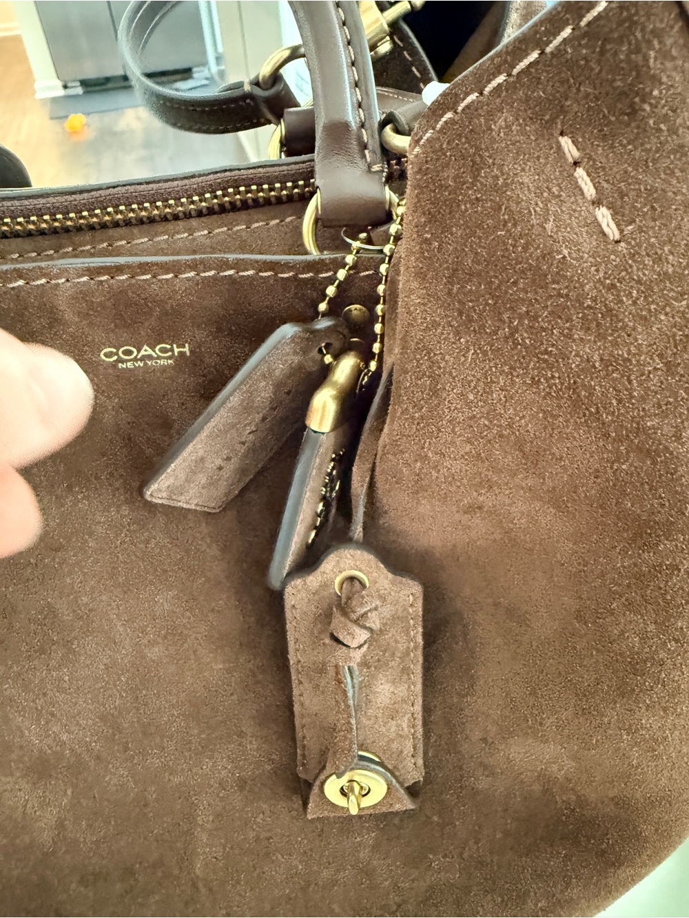 Coach Rogue 40 Chocolate Brown Suede with Gold-Tone Hardware - Picture 10 of 11